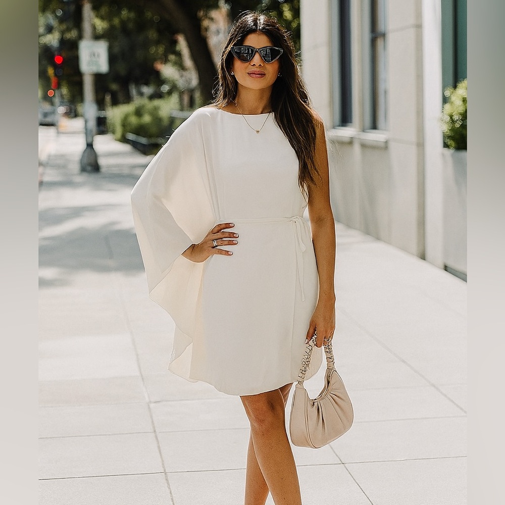 Halston Heritage asymmetrical flowy sleeves dress sep sale